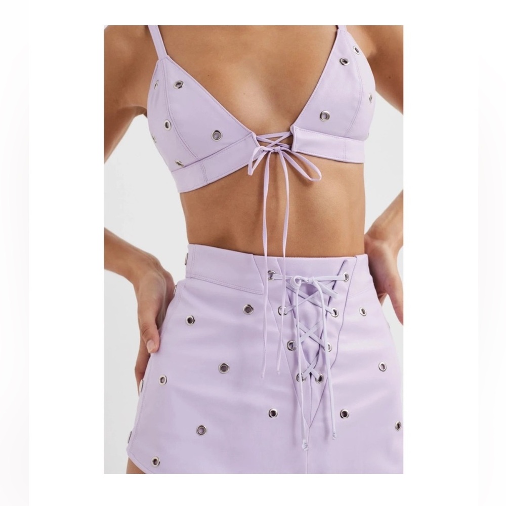 For Love and Lemons Roxie Leather bralette and matching short. Worn once